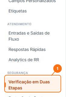 Item Verificação em Duas Etapas destacado dentro da seção Segurança